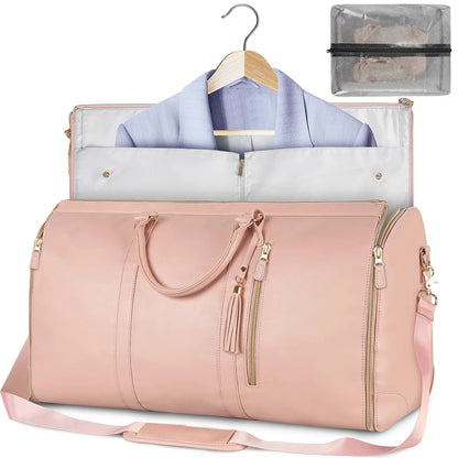 Convertible garment duffle bag with shoe pouch