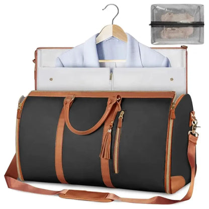 Convertible garment duffle bag with shoe pouch